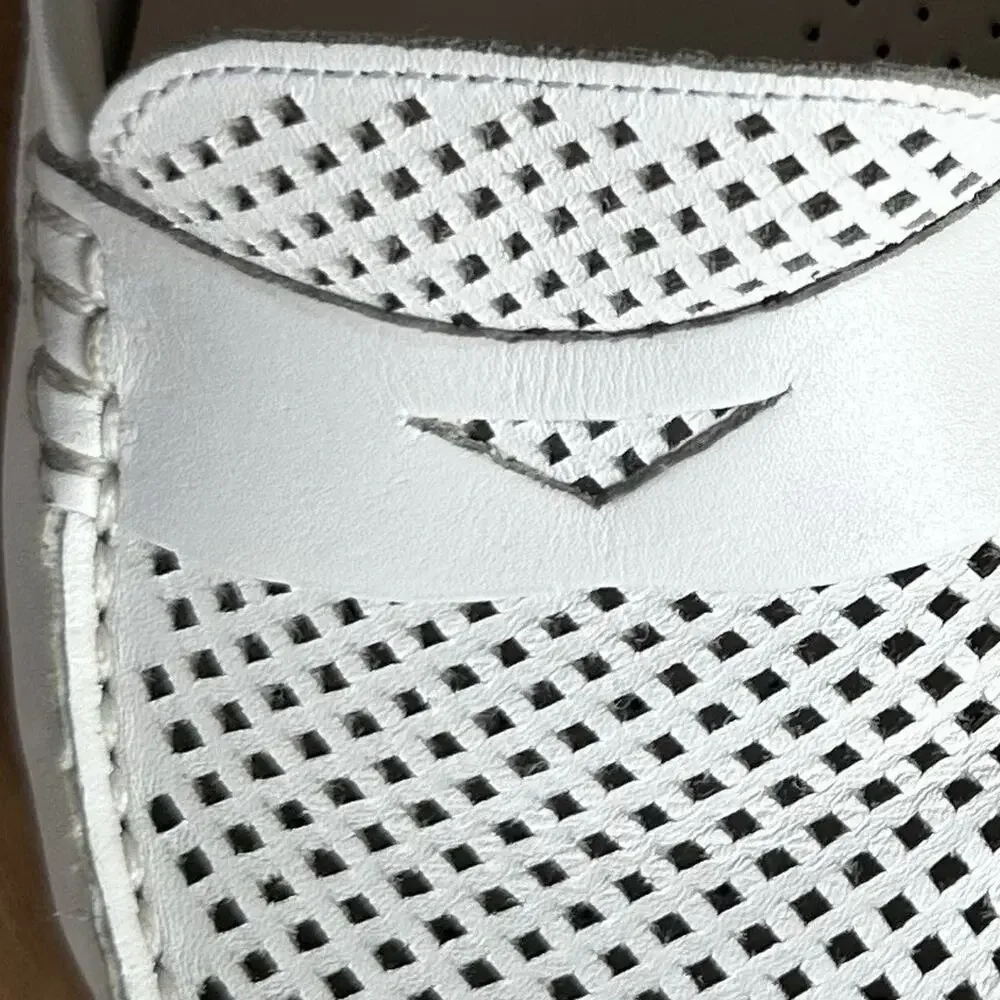 Cole Haan Trillby Driver Penny Loafers 6.5B White Perforated Leather Classic